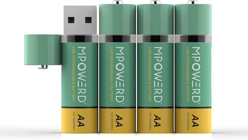 MPOWERD BioLite Viri Rechargeable AA Batteries 2-Pack, USB Port for Charging, 1200mAH, Recharge up to 1000 Times, Alternative to Alkaline Batteries