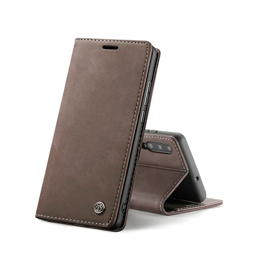 Chocoyi Compatible Funda Xiaomi Mi 9 Flip Leather Edition,magnético, función de Soporte y Ranuras para Tarjetas-marrón Cover