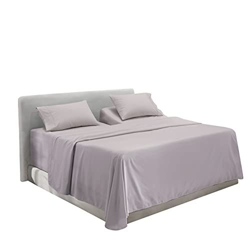 Image of Hearth & Harbor Extra Deep Pocket Split King Sheets - 5 Piece Hotel Luxury Bed Sheets Set Fits Up to 24 inch Mattress - Soft & Breathable Luxury Split King Bed Sheet Set, Split King, Light Gray Lavender