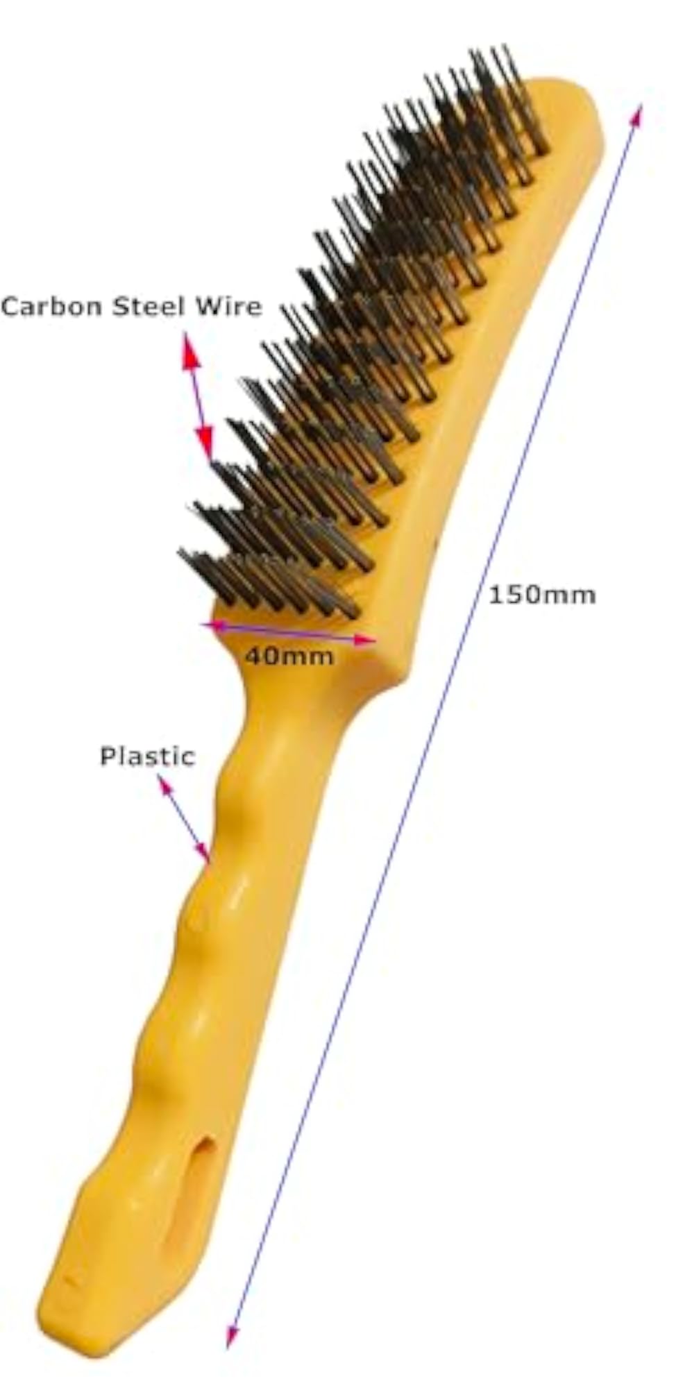 Plastic Handle Carbon Steel Wire Hand Brush, 10 inch, 2 PCS