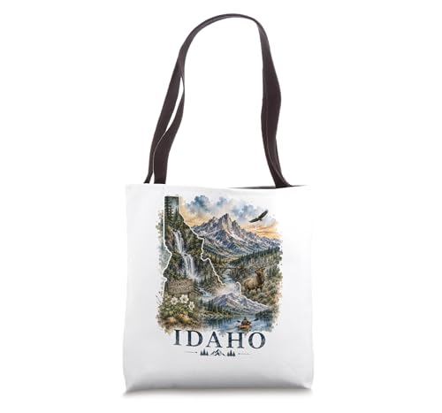Idaho Watercolor Landscape Wilderness Nature Design Tote Bag