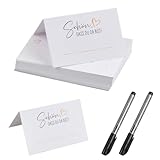 50 Stück Tischkarten Schön Dass du da bist, 85x55mm Platzkarten zum Selbstbeschriften mit 2 Stiften, Tischdekoration Namenskarten zum Selbst, Namensschilder für Hochzeit Konfirmation Geburtstag