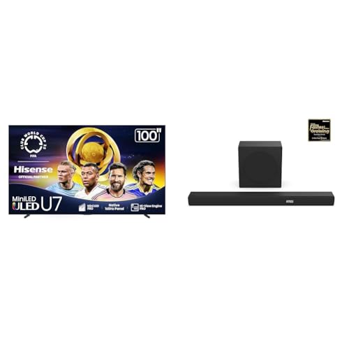 Image of Hisense 100U75QG Mini-LED 4K UHD Smart Google TV AX3100Q 3.1Ch Sound Bar with Wireless Subwoofer