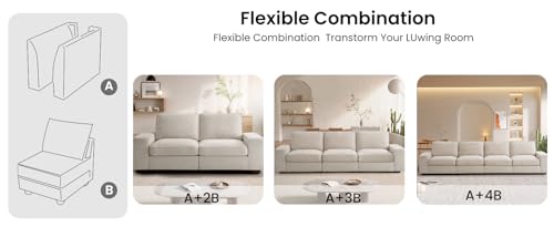 Image of TEKAMON Middle Seat with Storage, Modular Sofa Couch, Beige