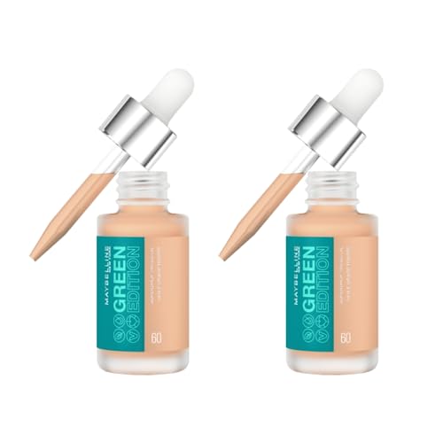 2 x Maybelline New York Green Edition Superdrop Tinted Oil Foundation 20ml - Shade 60