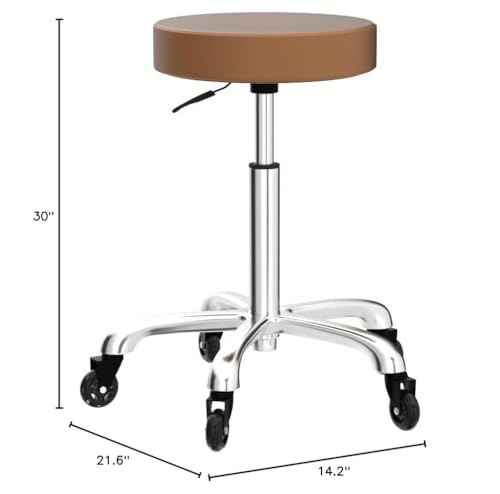 Image of Rolling Salon Stool Swivel Chair with Wheels Height Adjustable Hydraulic for Hair Salon Beauty Facial Massage Spa Tattoo Medical Home Office (Camel)