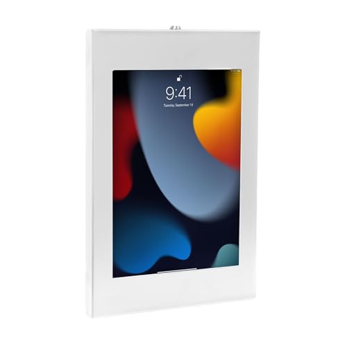 Mount-It! Anti-Theft iPad Kiosk Wall Mount, Lockable Low-Profile Steel Enclosure Compatible with iPad Gen 7–11 (A16), Pro & Air, 75x75 VESA Flush Tablet Mount, White
