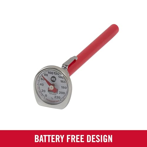 Image of Rubbermaid Commercial Products Food /Meat Instant Read Thermometer, Pocket Size, Dishwasher Safe, Red, For Meat /Food Cooking and Grilling /Oven