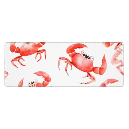 Tapis de souris crabe 80x30 cm aquarelle antidérapant grand format pour bureau