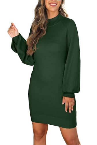Image of GRECERELLE 2026 Womens Fall Winter Mock Neck Mini Pullover Sweater Dress | Long Sleeve Ribbed Knit Bodycon Fit for Parties Date Holidays Daily(XS-2XL)