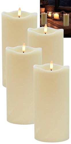 Stephans Möbelbörse 4x LED Echtwachskerze 7,5x15 cm mit Timer Kerze...