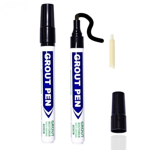 2Pcs Grout Pen Black Tile Paint for Tiles Bathroom Designed for Restoring Tile Grout in Wall Floor Bathrooms Kitchens Tile Grout Reviver Pens for Kitchen Floor Tile Shower Wall Lines