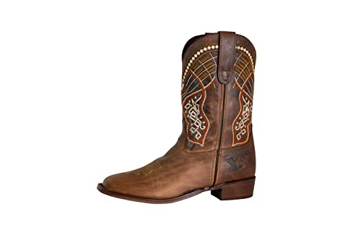 TuffRider Youth Yukon Tricolor Leather Embroidered Square Toe Western Boots2