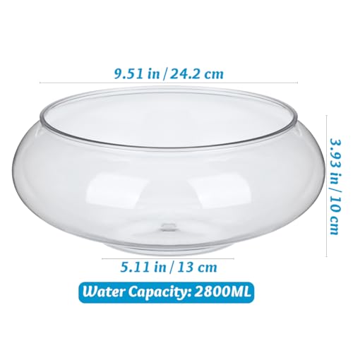 Image of Toddmomy 9.5 Inch Transparent Plastic Fish Bowls Set of 2 Small Round Aquarium Tanks for Desktop Home Office Wedding Decor