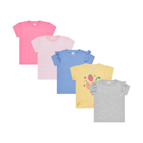 Image of Cudlie 5-Pack Toddler /Baby Girl Short Sleeve Tops - Premium Quality Shirt Tops for Lightweight Comfort and Style.