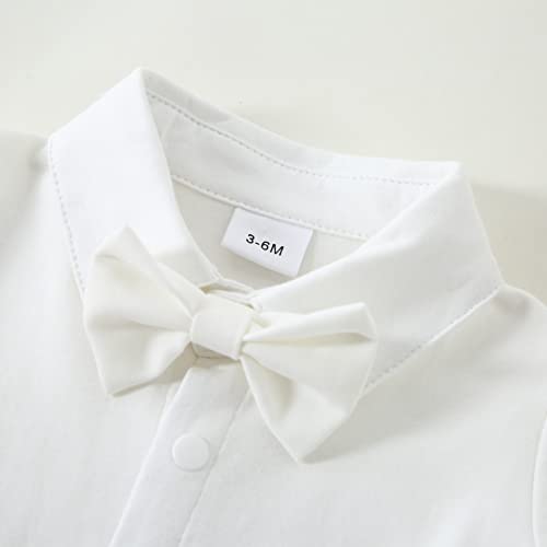 Image of DISAUR Baby Boy Clothes Toddler Boy Outfits 4PCS Gentleman Dress Romper /Vest /Pants /Bow Tie Cotton Suit Sets
