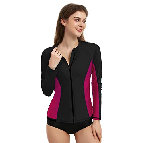 LilyCat Rash Guard for Women, UPF 50+ Long Sleeve Zip Front UV Sun Protection Jacket Swim Shirt for Women Swimwear2