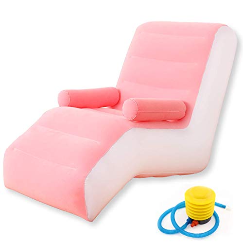 Lazy Inflatable Sofa, S-Shaped Sofa, Home Outdoor Leisure Sofa Chair, Outdoor Travel Camping Picnic (Pink)