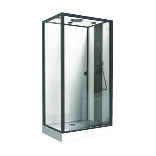 ONDEE - Cabina doccia idromassaggio NOGEA - Senza silicone - Nero opaco - In kit - 120x70cm