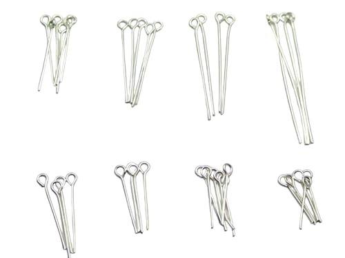 ALBERTAD 800 Mixed Size Silver Plated Eye Pins 16Mm-45Mm Crafts DIY Jewelry Making