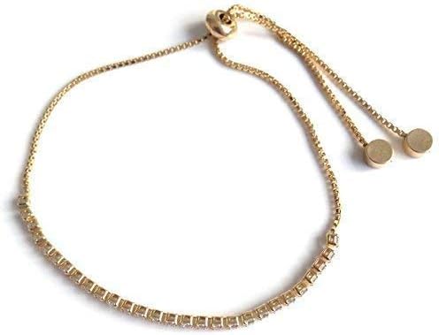 Rhinestone Bolo Bracelets for Women 18k Gold Plated Chain Adjustable - Image 2