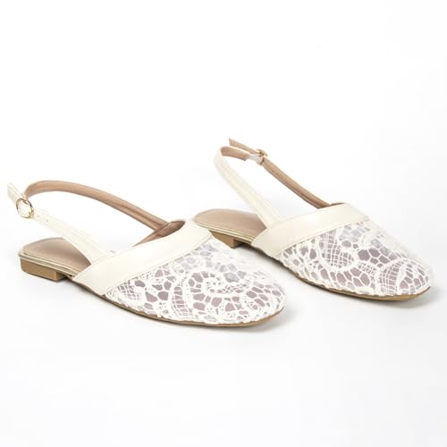 Comfortable Slingback Flat Shoes for Women Closed Square Toe Flats with Adjustable Ankle Strap Women’s Casual Daily Walking Slip-on Mules Shoes2