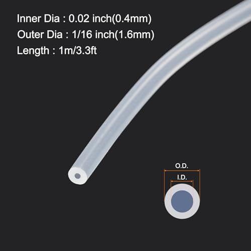 Image of 1m(3.3ft) 0.4mm(0.02 inch) ID x 1.6mm(1 /16 inch) OD Silicone Tubing Clear Industrial Plastic Tubing Pure Silicone Hoses for Pump Siphoning Draining Irrigation Brewing
