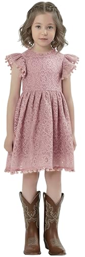 2Bunnies Girl Baby Toddler Vintage Lace Pom Pom Flutter Sleeve Easter Birthday Outfit Dress