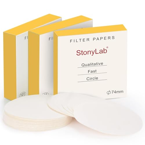 Image of stonylab Qualitative Filter Paper, 3-Box 74 mm Diameter Fast Speed Cellulose Filter Paper with 25 Micron Particle Retention Filtration Speed, Set of 3 x 100 Pcs