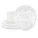 Zak Designs Confetti Melamine Dinnerware Set Includes Dinner Plates, Salad Plates, and Individual Bowls, Durable and Eco-Friendly (Eggshell White, 12-Piece Dinnerware Set Service for 4, BPA Free)
