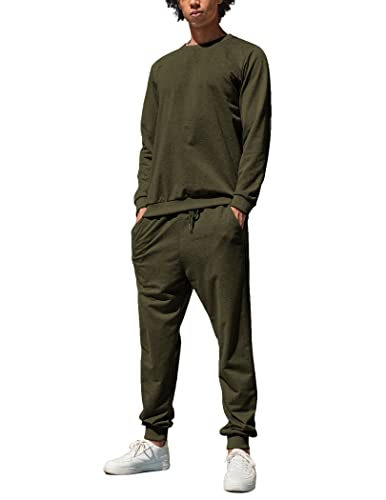 Coofandy Crewneck Sweatsuit For Men 2 Piece Set Casual Tracksuits With Pockets (Army Green,Xl) #TOP15