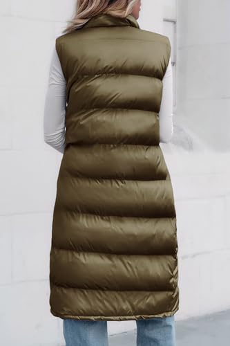 PRETTYGARDEN Women's Fall Long Puffer Vest Collared Sleeveless Button Down Warm Jackets Coat Casual Trendy Winter Outerwear2