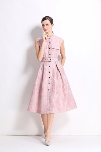 LAI MENG FIVE CATS Women's Jacquard Sleeveless Vintage Cocktail 1950's Rockabilly Tea Party Dress with Pocket3