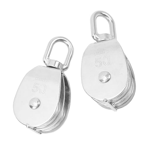 M50 - Polea de doble bloque – 2 poleas de elevación de acero inoxidable con rodillo M50 soporta 400 kg para aplicaciones de elevación y elevación de aparejos