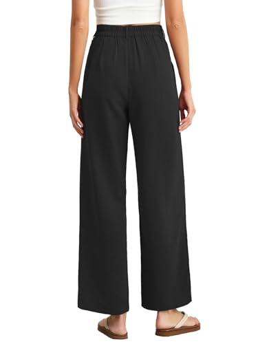 Feiersi Women's Wide Leg Pants Casual High Waisted Slacks Straight Dressy Pants Palazzo Trousers with Pockets4