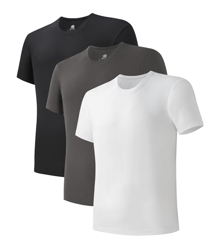 Image of DAVID ARCHY Men's Undershirts Cooling Moisture-Wicking Crew Neck 3-Pack | Breathable T-Shirts for Men, Stay-Tucked, Short Sleeve, Regular Fit