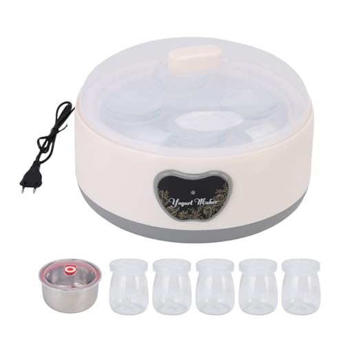 CHEOTIME Yogurtera automática, máquina de yogur eléctrica de acero inoxidable de 1,2 l con 5 tazas Control de temperatura inteligente para yogur casero Queso Encurtidos Fermentació