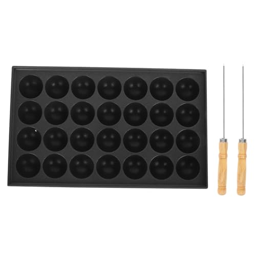 Happyyami Molde para Takoyaki de Hierro Fundido Antiadherente Bandeja para Hornear de Orificios Pinchos para Albóndigas para Cocina Casera y Postres DIY