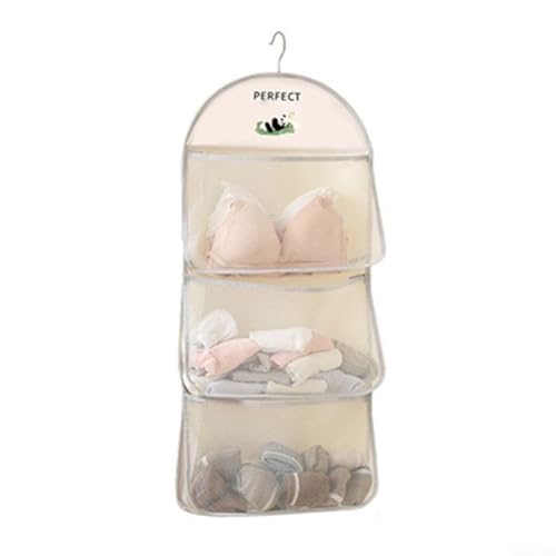 ZWEquipint Sac de rangement à suspendre multicouche pour chaussettes, penderie pour sous-vêtements, accessoires, armoire, avec sangles réglables (trois étages)