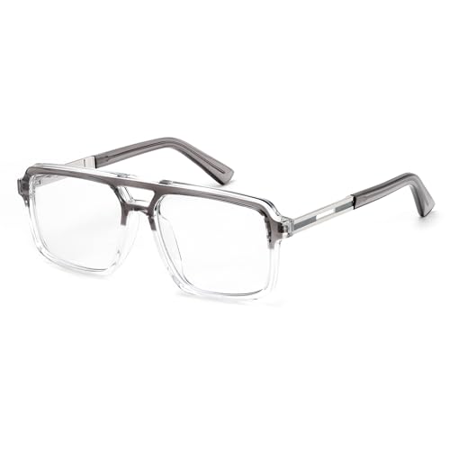 Image of FEISEDY Retro Aviator Blue Light Glasses for Men Women Square Frame Computer Reading /TV /Phones Glasses B0209