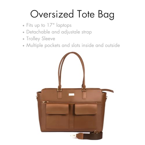 Image of Strokes by Namrata Mehta Oversized Tote Bag for 17 inch Laptop | Trolley Sleeve and Detachable Strap | Large Tote Bags for Women for Office Use, Work | 8 Pockets and Bottle Holder