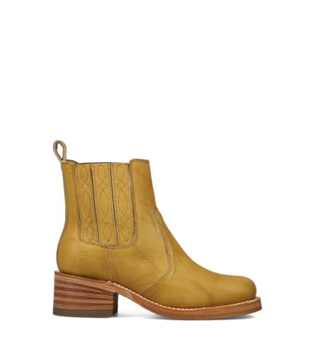 Frye Campus Chelsea Ankle Boots for Women - Premium 5.75” Leather Boots with Luxurious Lining and Leather Outsole with Chunky 1.75” Block Heel, Banana - Earthquake - 7M