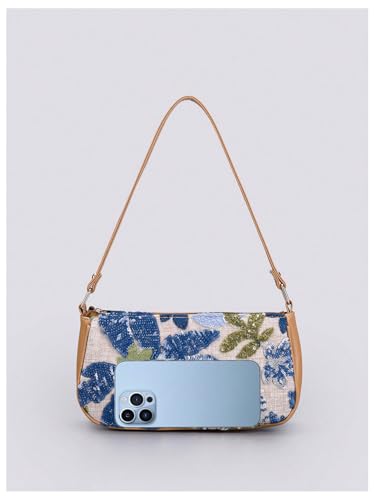 Image of Verdusa Women's Beaded Floral Square Sequin Bag Top Handle Underarm Shoulder Handbags