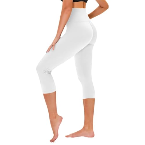 TNNZEET Capri Leggings for Women - Tummy Control Black Leggings with Pockets High Waisted Yoga Pants Workout Cycling Leggings