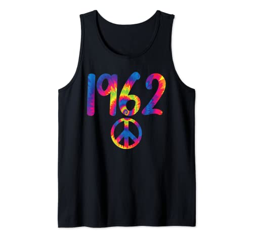 Vintage 1962 60th Birthday camiseta Tie Dye Peace Sign Camiseta sin Mangas
