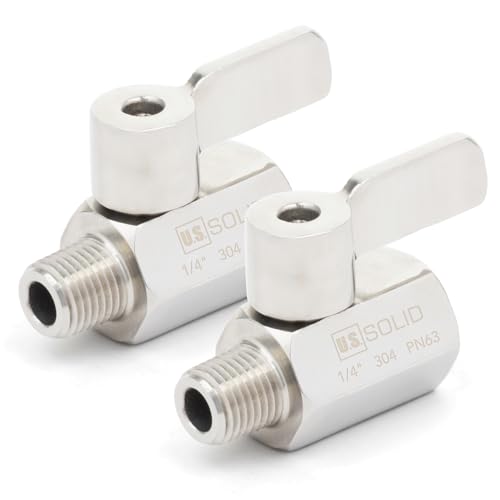 Mini válvula de bola de acero inoxidable 304 U.S. Solid de 1/4" con rosca G hembra-macho, 2 ud 2