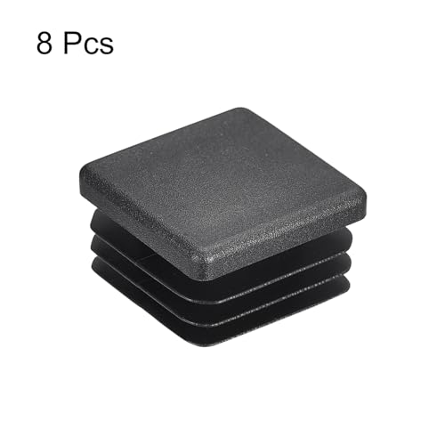 Image of uxcell 8Pcs 25mmx25mm(0.98inch) Plastic Tubing Plug Square Post End Caps for Handrail Stair Newel Guardrail Tube Black