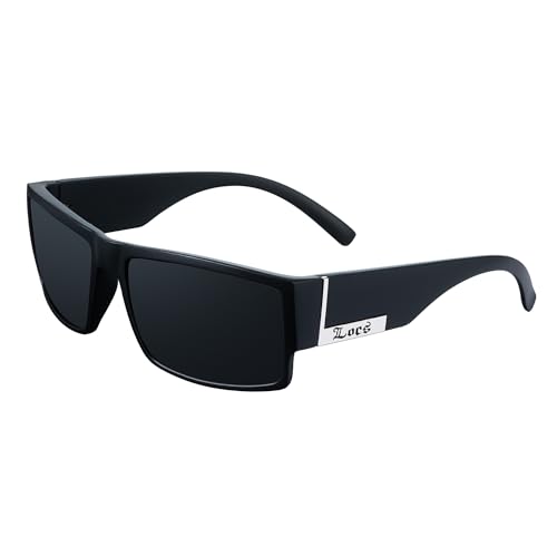 Locs Mens Flat Top Gangster Sunglasses Black Silver Frame 91026 (Matte Black)