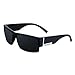 Locs Mens Flat Top Gangster Sunglasses Black Silver Frame 91026 (Matte Black)