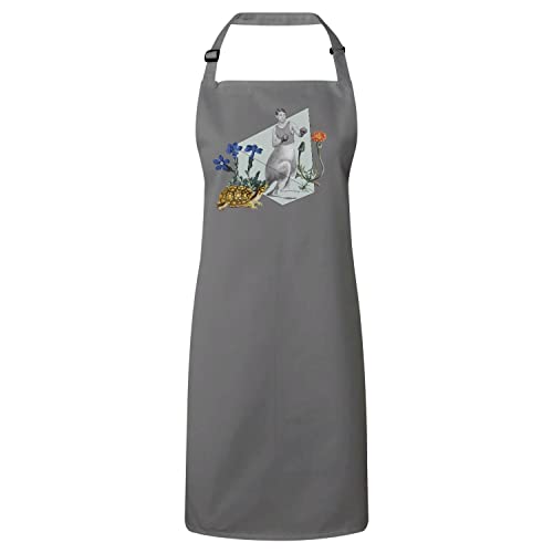 Tablier cuisine gris collage art surréalisme fleurs pour adulte